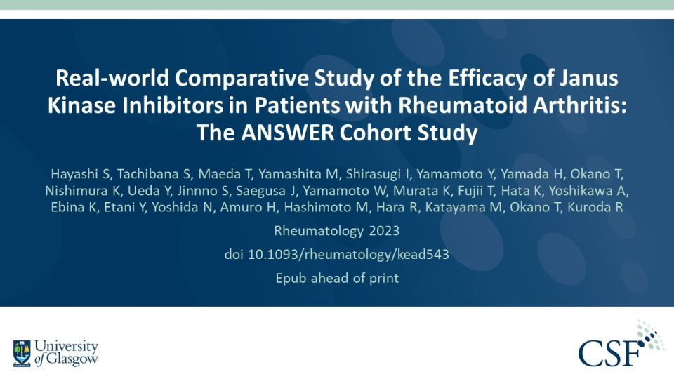 Publication thumbnail: Real-world Comparative Study of the Efficacy of Janus Kinase Inhibitors in Patients with Rheumatoid Arthritis: The ANSWER Cohort Study