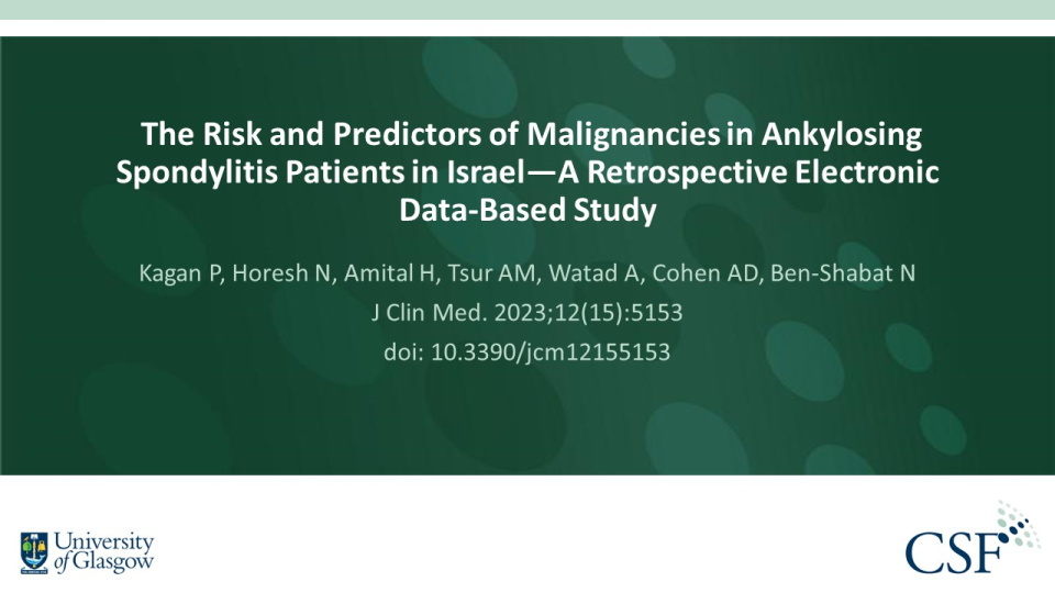 Publication thumbnail: The Risk and Predictors of Malignancies in Ankylosing Spondylitis Patients in Israel—A Retrospective Electronic Data-Based Study