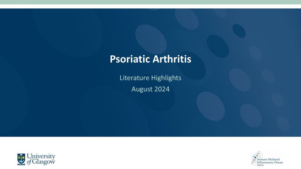 Literature review thumbnail: PsA Literature Highlights - August 2024