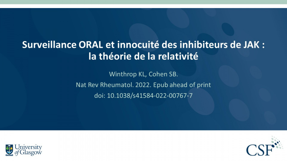 Publication thumbnail: Surveillance ORAL et innocuité des inhibiteurs de JAK : la théorie de la relativité