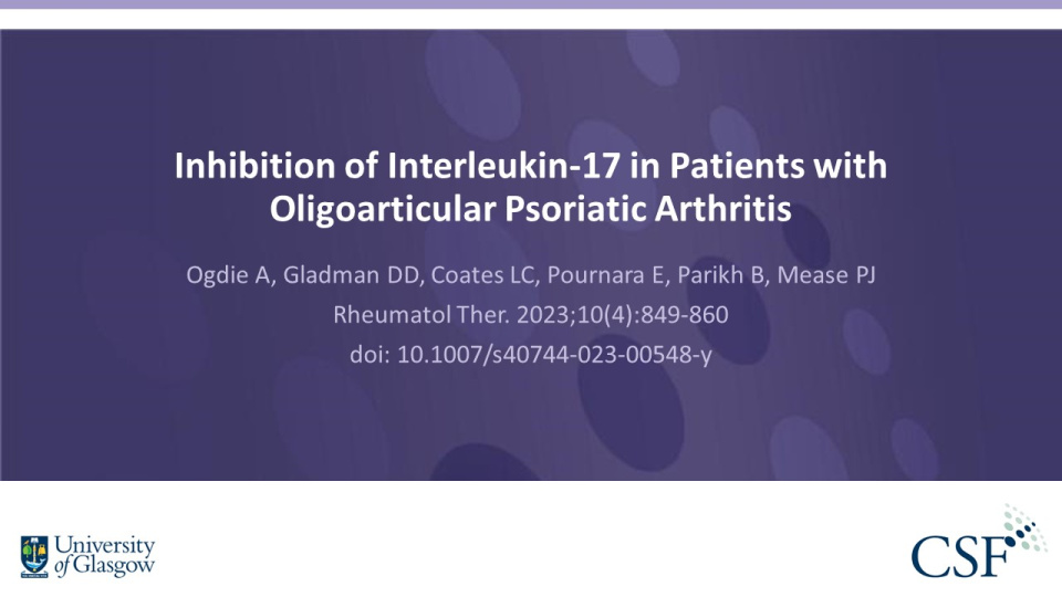 Publication thumbnail: Inhibition of Interleukin-17 in Patients with Oligoarticular Psoriatic Arthritis