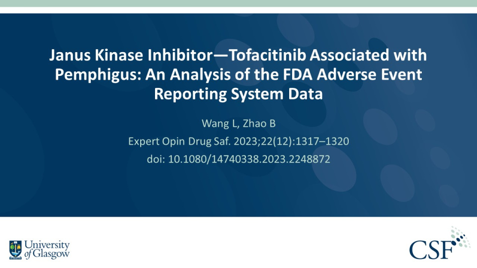 Publication thumbnail: Janus Kinase Inhibitor—Tofacitinib Associated with Pemphigus: An Analysis of the FDA Adverse Event Reporting System Data
