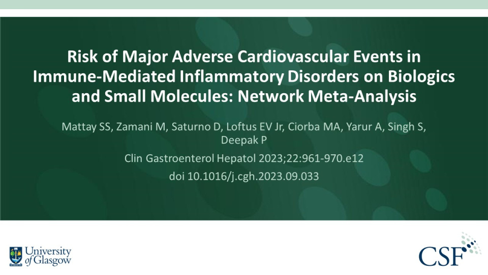 Publication thumbnail: Risk of Major Adverse Cardiovascular Events in Immune-Mediated Inflammatory Disorders on Biologics and Small Molecules: Network Meta-Analysis