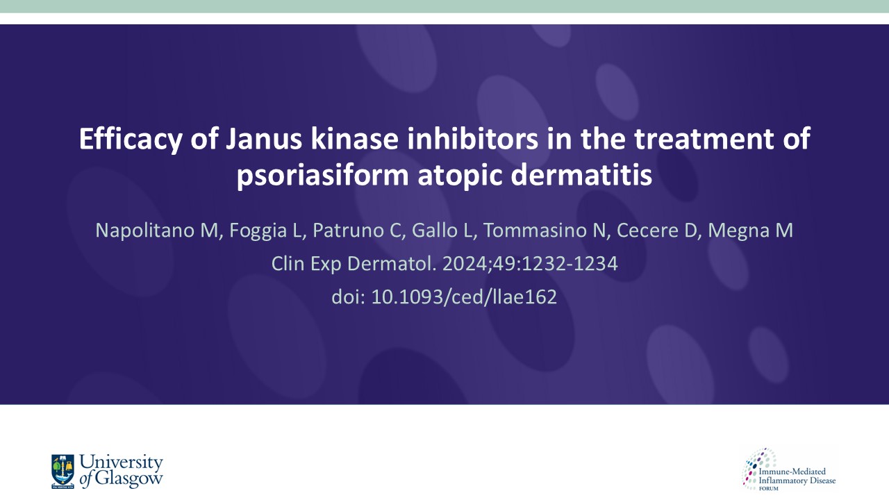 Publication thumbnail: Efficacy of Janus kinase inhibitors in the treatment of psoriasiform atopic dermatitis