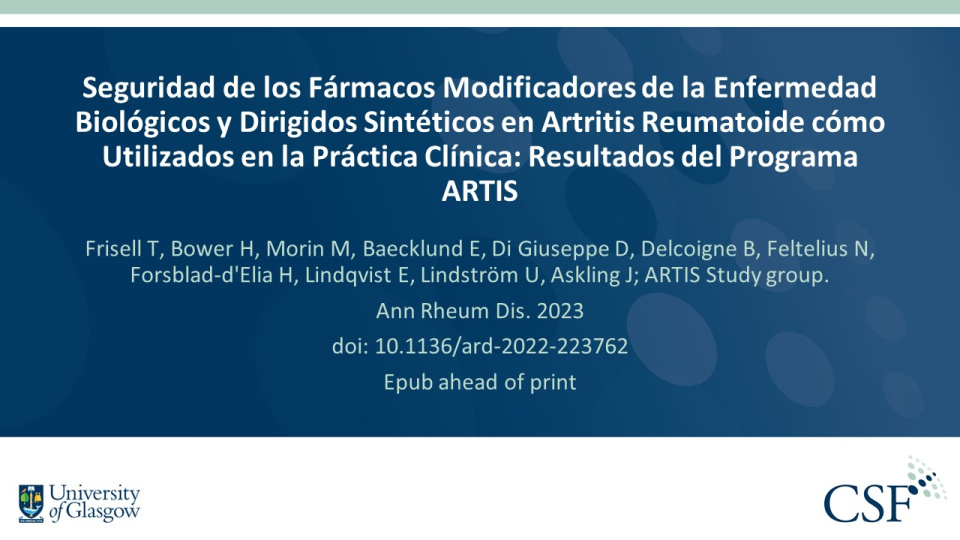 Publication thumbnail: Seguridad de los Fármacos Modificadores de la Enfermedad Biológicos y Dirigidos Sintéticos en Artritis Reumatoide cómo Utilizados en la Práctica Clínica: Resultados del Programa ARTIS