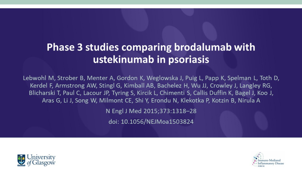 Publication thumbnail: Phase 3 studies comparing brodalumab with ustekinumab in psoriasis