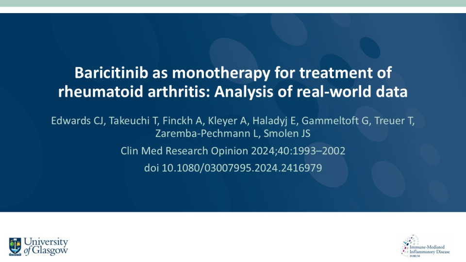 Publication thumbnail: Baricitinib as monotherapy for treatment of rheumatoid arthritis: analysis of real-world data