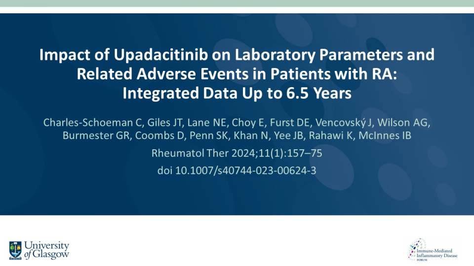 Publication thumbnail: Impact of Upadacitinib on Laboratory Parameters and Related Adverse Events in Patients with RA:  Integrated Data Up to 6.5 Years