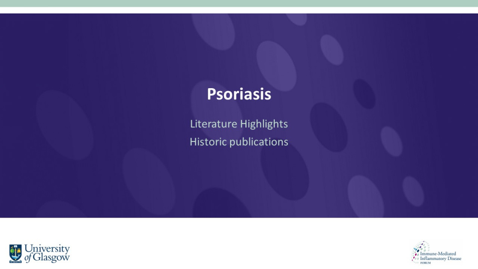 Literature review thumbnail: PsO Literature Highlights - Historic publications