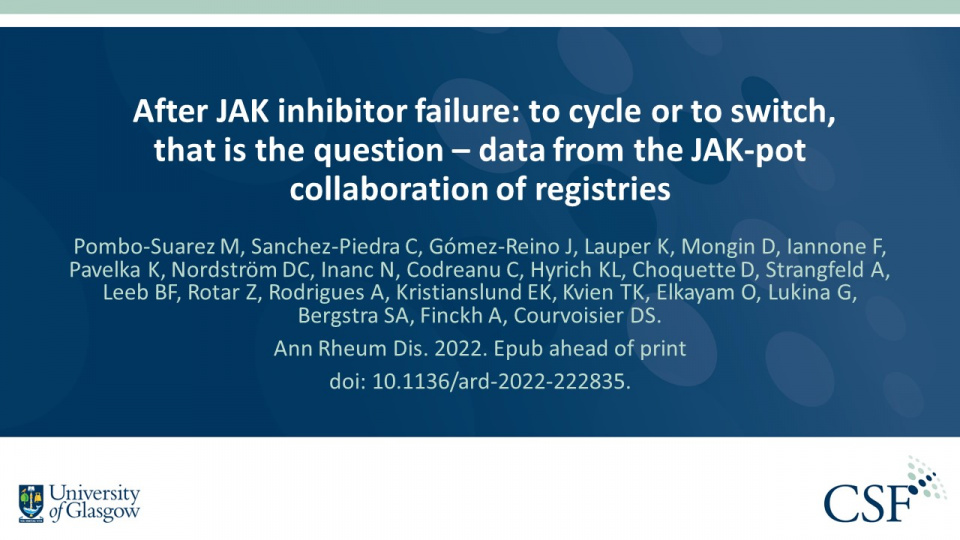 Publication thumbnail: After JAK Inhibitor Failure: To Cycle Or To Switch, That Is The Question – Data From The JAK-Pot Collaboration of Registries