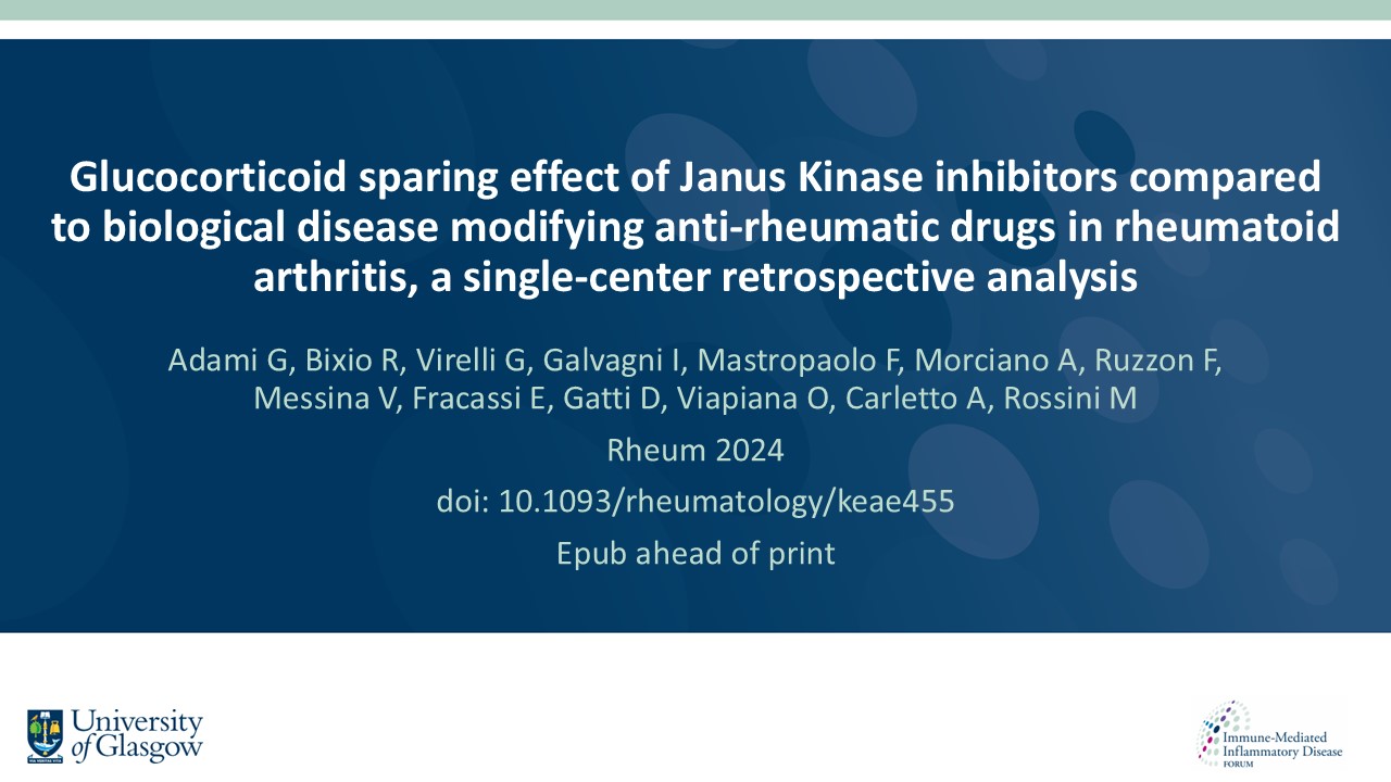 Publication thumbnail: Glucocorticoid sparing effect of Janus Kinase inhibitors compared to biological Disease Modifying Anti-Rheumatic Drugs in rheumatoid arthritis: A single-centre retrospective analysis