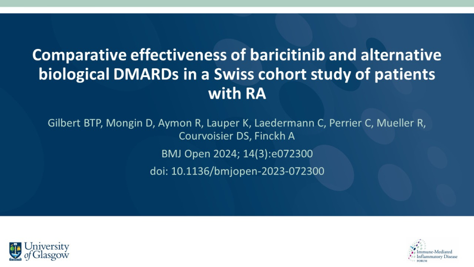 Publication thumbnail: Comparative effectiveness of baricitinib and alternative biological DMARDs in a Swiss cohort study of patients with RA