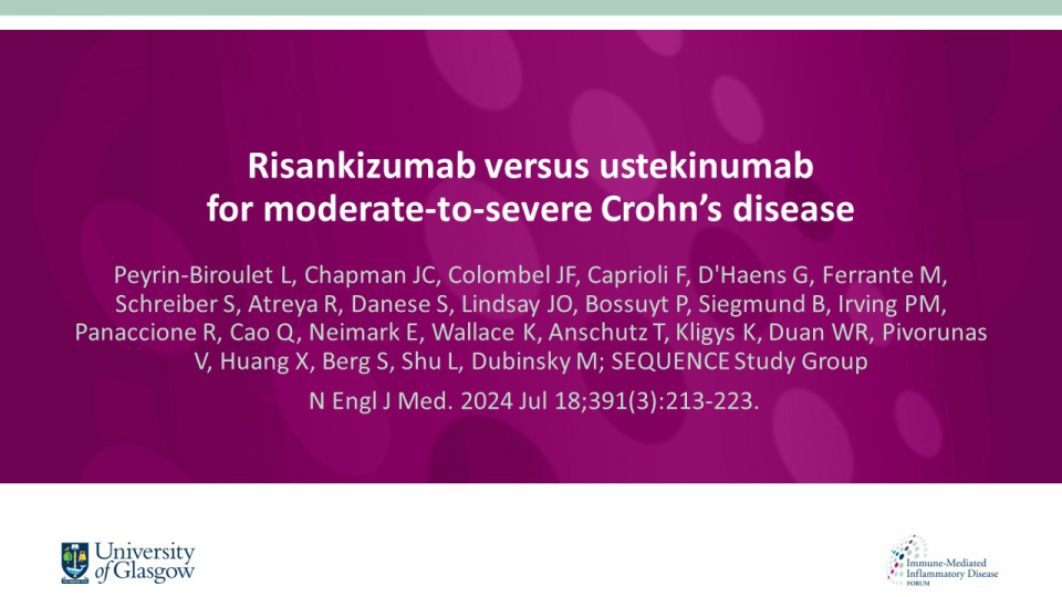 Publication thumbnail: Risankizumab versus ustekinumab for moderate-to-severe Crohn’s disease