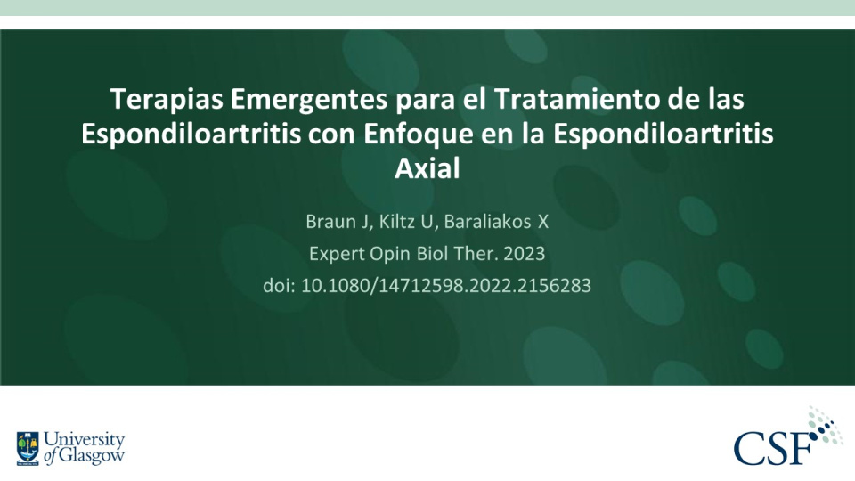 Publication thumbnail: Terapias Emergentes para el Tratamiento de las Espondiloartritis con Enfoque en la Espondiloartritis Axial