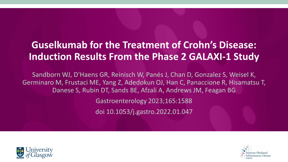 Publication thumbnail: Guselkumab for the Treatment of Crohn’s Disease: Induction Results From the Phase 2 GALAXI-1 Study