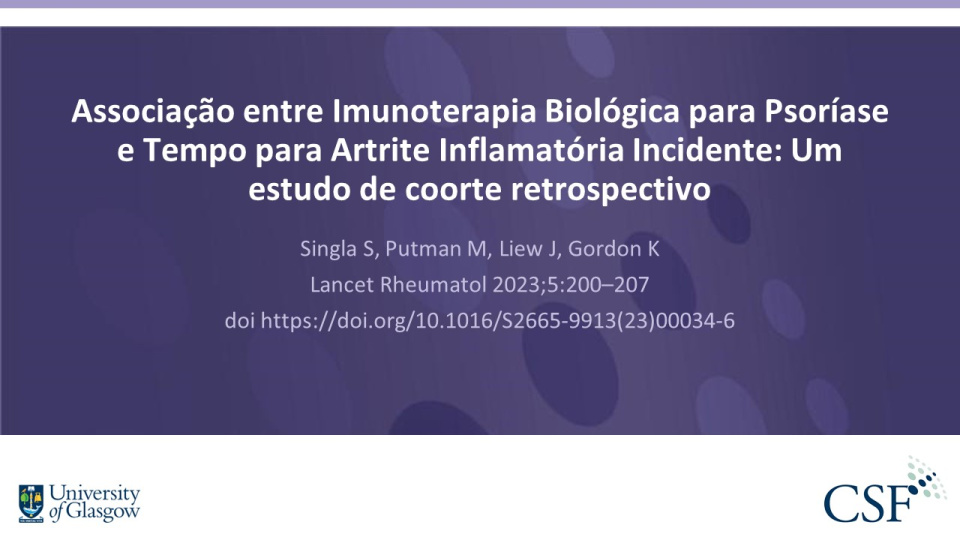 Publication thumbnail: Associação entre Imunoterapia Biológica para Psoríase e Tempo para Artrite Inflamatória Incidente: Um estudo de coorte retrospectivo