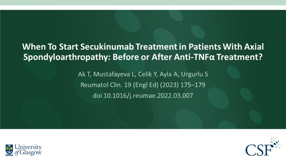 Publication thumbnail: When to Start Secukinumab Treatment in Patients with Axial Spondyloarthropathy: Before or After Anti-TNFα Treatment?