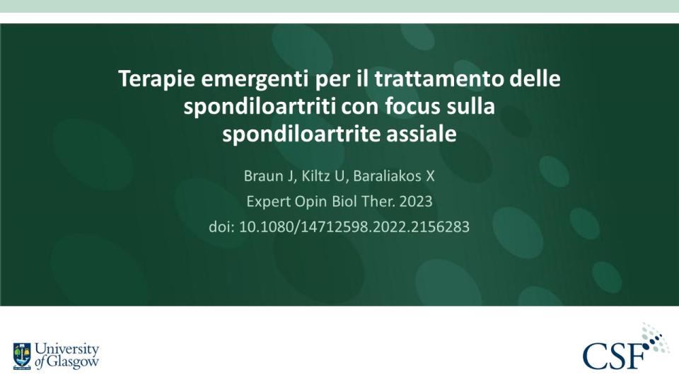 Publication thumbnail: Terapie emergenti per il trattamento delle spondiloartriti con focus sulla spondiloartrite assiale