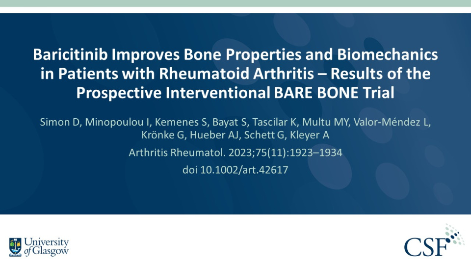 Publication thumbnail: Baricitinib Improves Bone Properties and Biomechanics in Patients with Rheumatoid Arthritis – Results of the Prospective Interventional BARE BONE Trial