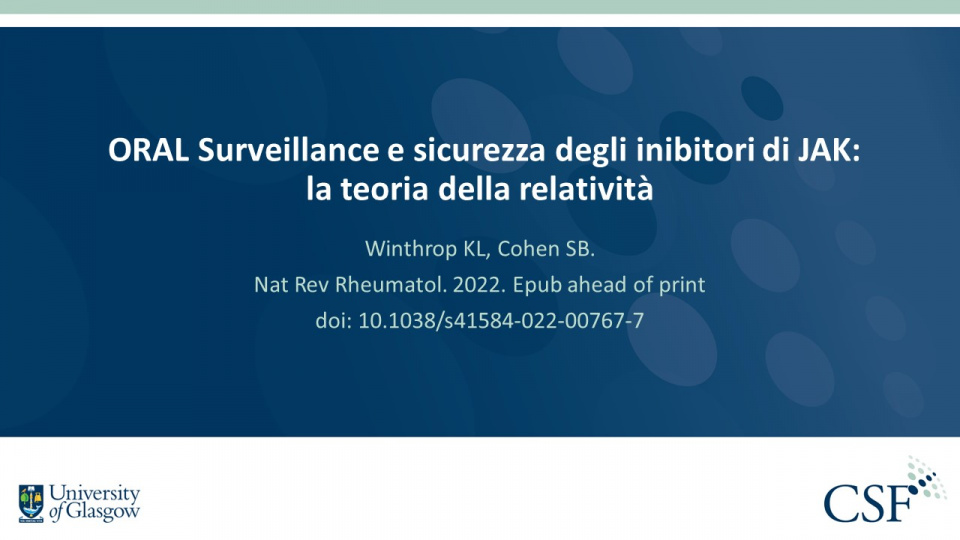 Publication thumbnail: ORAL Surveillance e sicurezza degli inibitori di JAK: la teoria della relatività