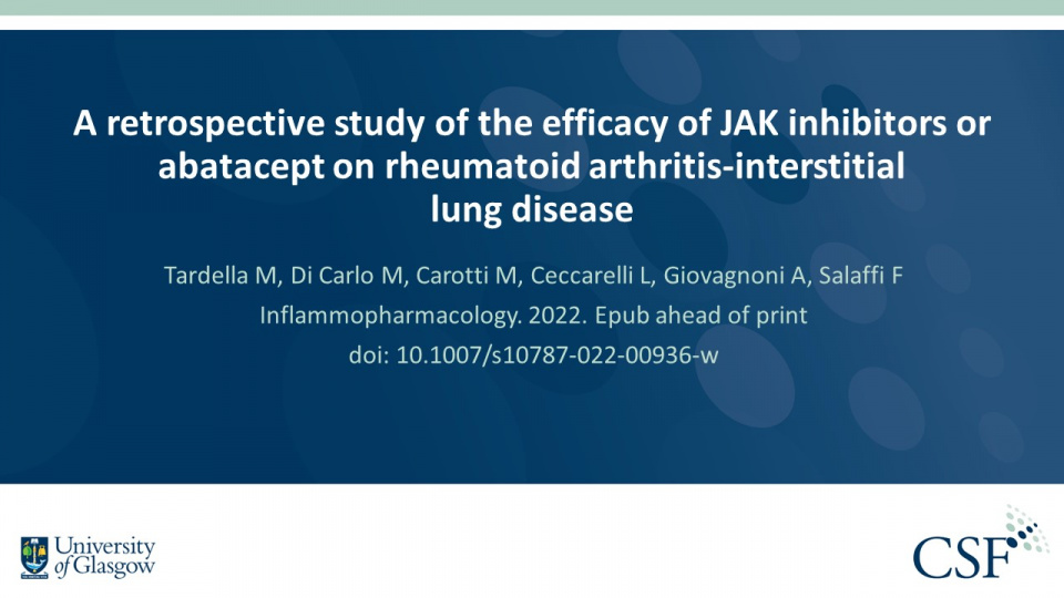 Publication thumbnail: A Retrospective Study of the Efficacy of JAK Inhibitors or Abatacept on Rheumatoid Arthritis-Interstitial Lung Disease