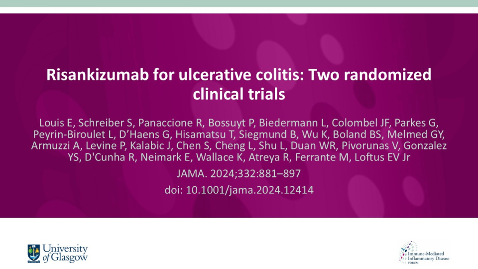 Publication thumbnail: Risankizumab for Ulcerative Colitis Two Randomized Clinical Trials