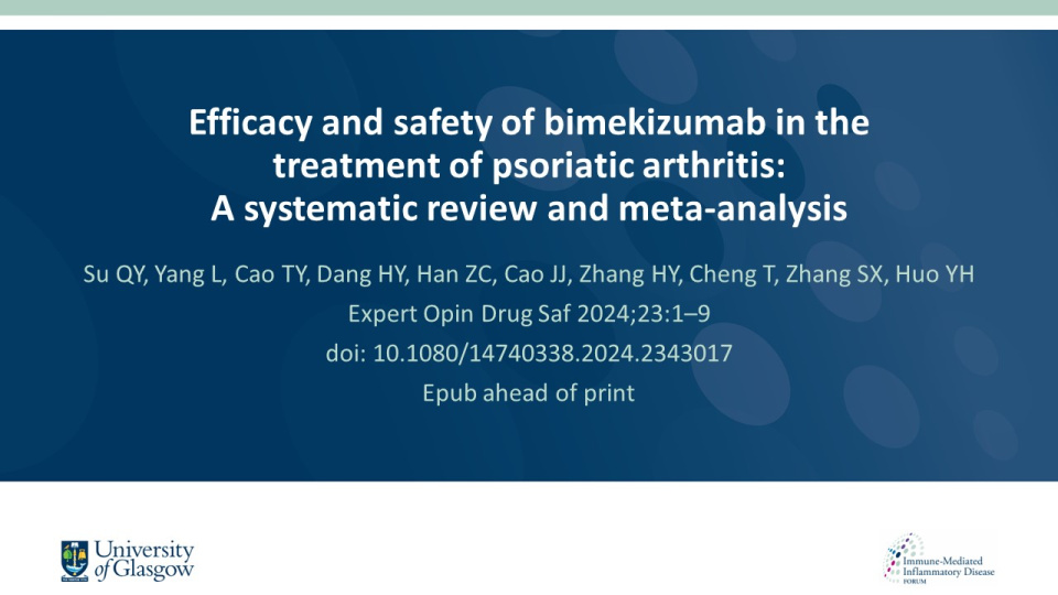 Publication thumbnail: Efficacy and safety of bimekizumab in the treatment of psoriatic arthritis: A systematic review and meta-analysis