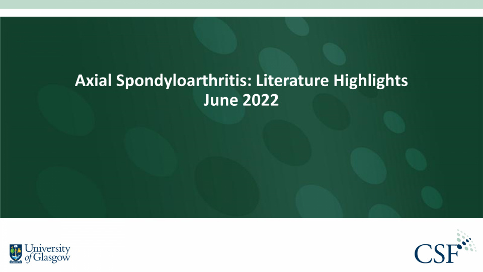 Literature review thumbnail: AxSpA Single Slide Summaries – June 2022