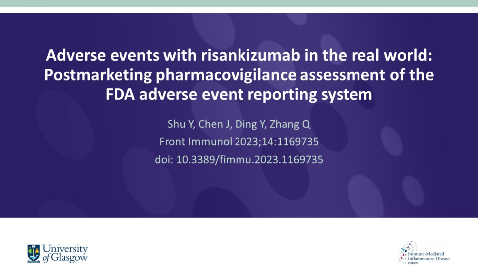 Publication thumbnail: Adverse events with risankizumab in the real world: Postmarketing pharmacovigilance assessment of the FDA adverse event reporting system