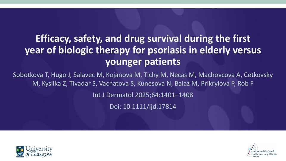 Publication thumbnail: Efficacy, safety, and drug survival during the first year of biologic therapy for psoriasis in elderly versus younger patients