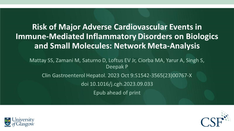 Publication thumbnail: Risk of Major Adverse Cardiovascular Events in Immune-Mediated Inflammatory Disorders on Biologics and Small Molecules: Network Meta-Analysis