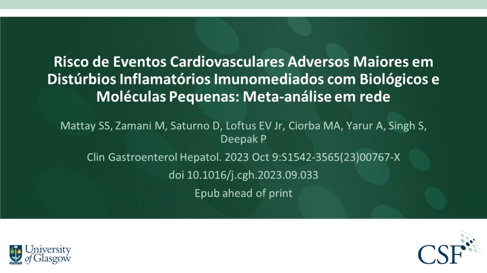 Publication thumbnail: Risco de Eventos Cardiovasculares Adversos Maiores em Distúrbios Inflamatórios Imunomediados com Biológicos e Moléculas Pequenas: Meta-análise em rede