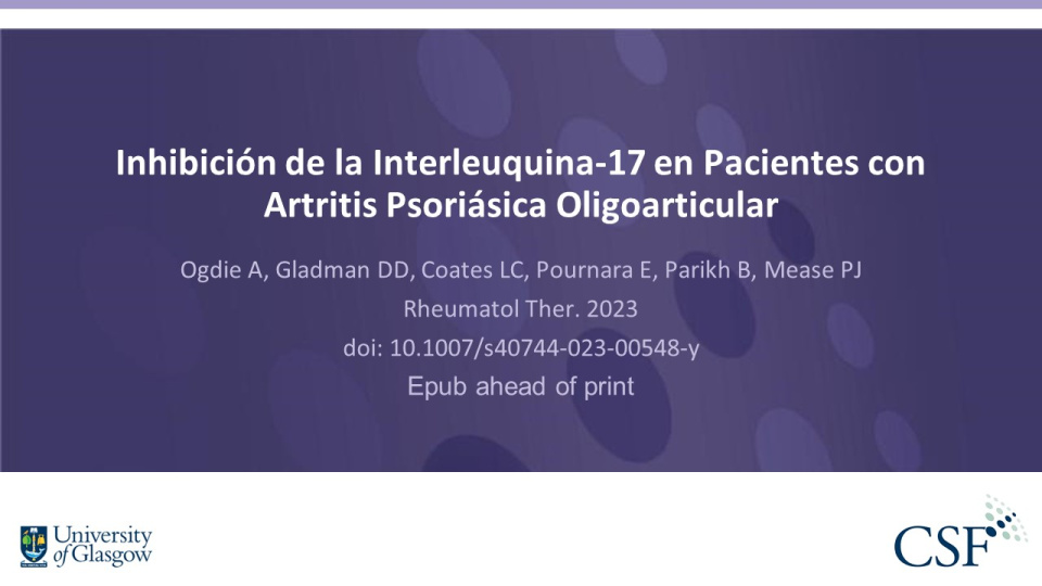 Publication thumbnail: Inhibición de la Interleuquina-17 en Pacientes con Artritis Psoriásica Oligoarticular