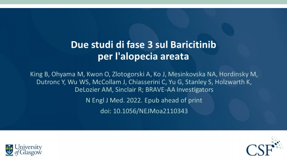 Publication thumbnail: Due studi di fase 3 sul Baricitinib per l'alopecia areata