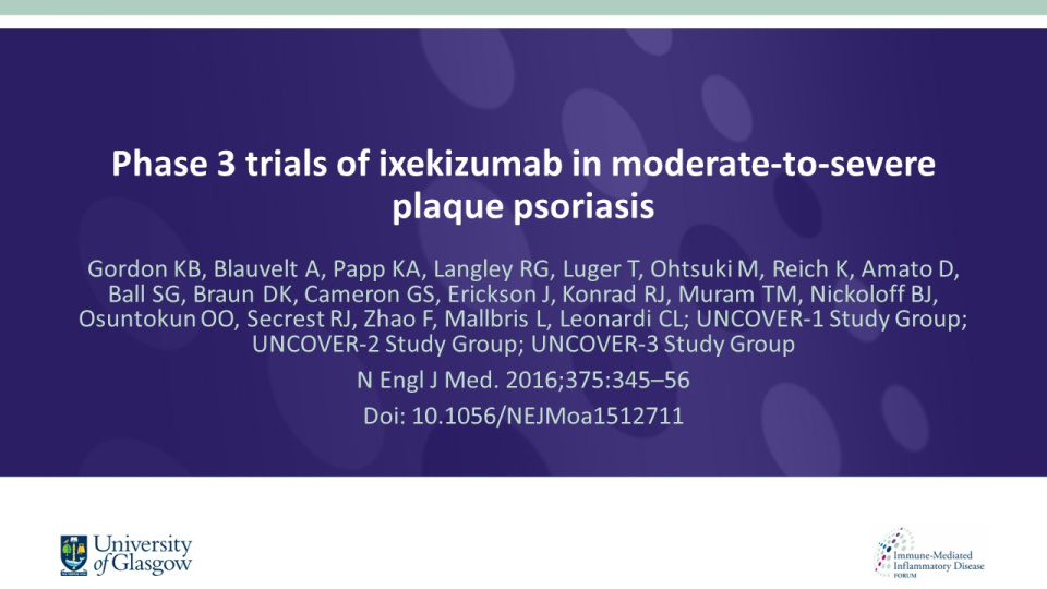 Publication thumbnail: Phase 3 trials of ixekizumab in moderate-to-severe plaque psoriasis