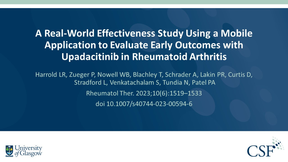 Publication thumbnail: A Real-World Effectiveness Study Using a Mobile Application to Evaluate Early Outcomes with Upadacitinib in Rheumatoid Arthritis