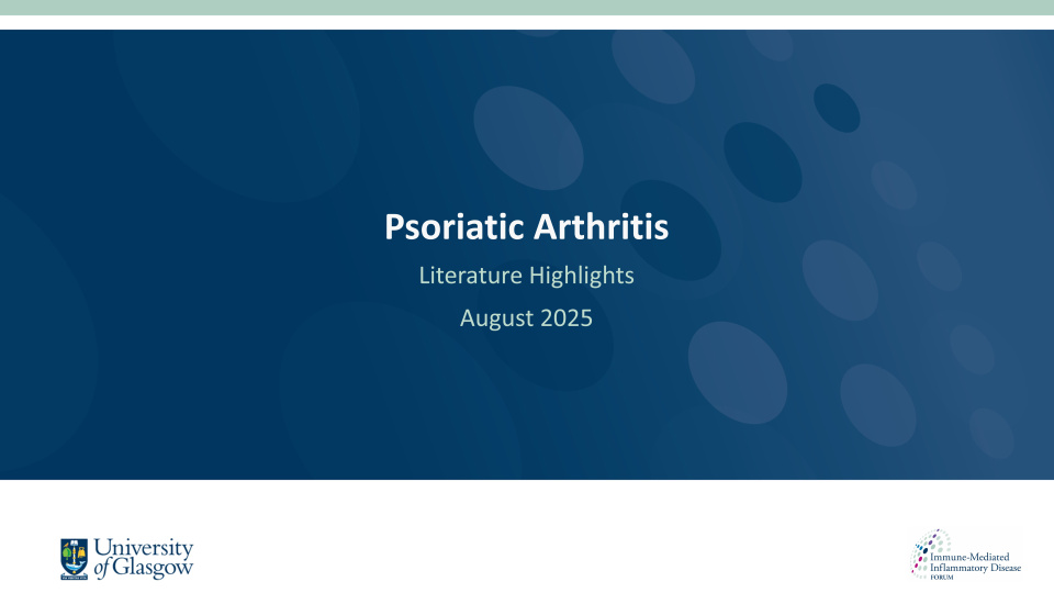 Literature review thumbnail: PsA Literature Highlights - August 2025