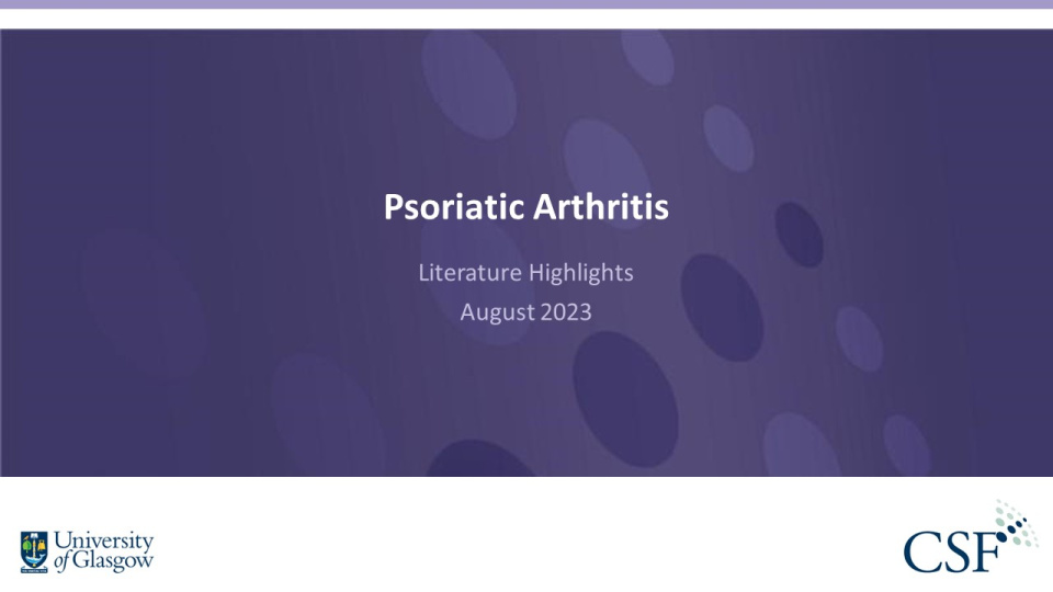 Literature review thumbnail: PsA Literature Highlights - August 2023