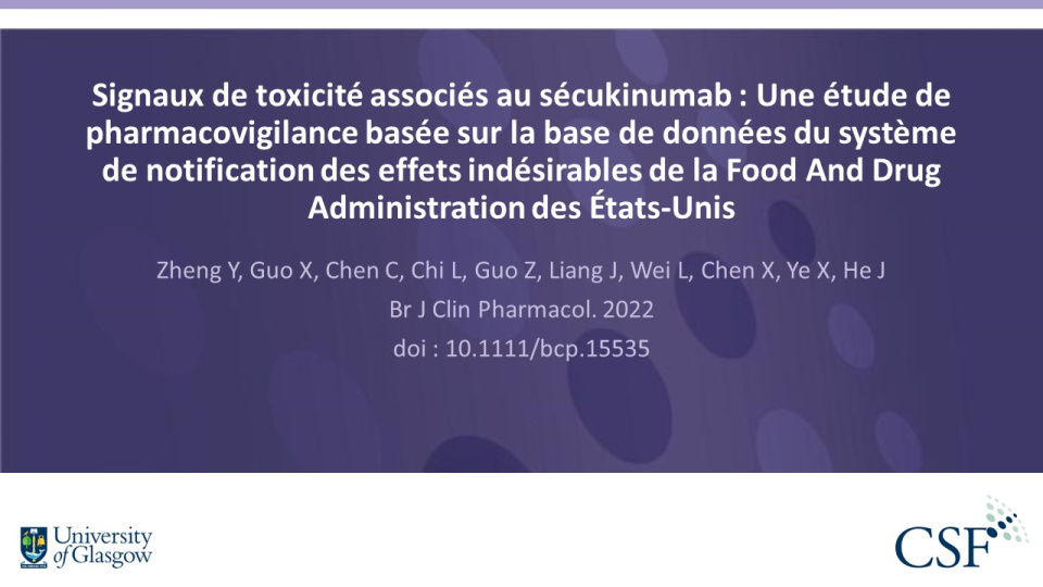 Publication thumbnail: Signaux de toxicité associés au sécukinumab : Une étude de pharmacovigilance basée sur la base de données du système de notification des effets indésirables de la Food And Drug Administration des États-Unis