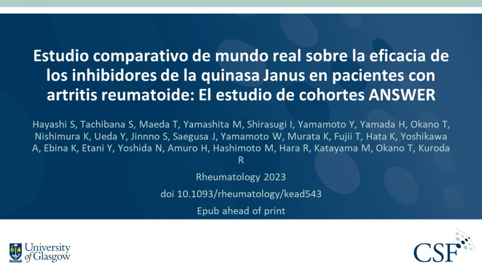 Publication thumbnail: Estudio comparativo de mundo real sobre la eficacia de los inhibidores de la quinasa Janus en pacientes con artritis reumatoide: El estudio de cohortes ANSWER