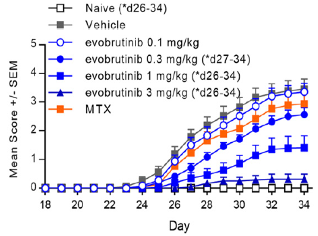 Publication thumbnail: Efficacy and Pharmacodynamic Modeling of the BTK Inhibitor Evobrutinib in Autoimmune Disease Models