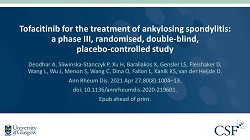 Publication thumbnail: Tofacitinib for the treatment of ankylosing spondylitis: a phase III, randomised, double-blind, placebo-controlled study