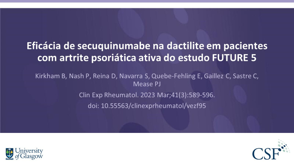 Publication thumbnail: Eficácia de secuquinumabe na dactilite em pacientes com artrite psoriática ativa do estudo FUTURE 5