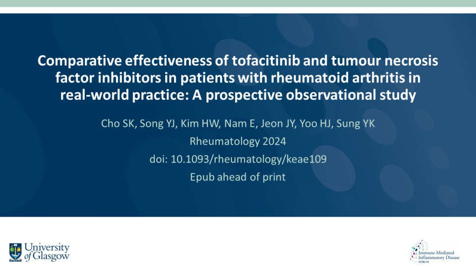 Comparative Effectiveness of Tofacitinib and Tumour Necrosis Factor ...