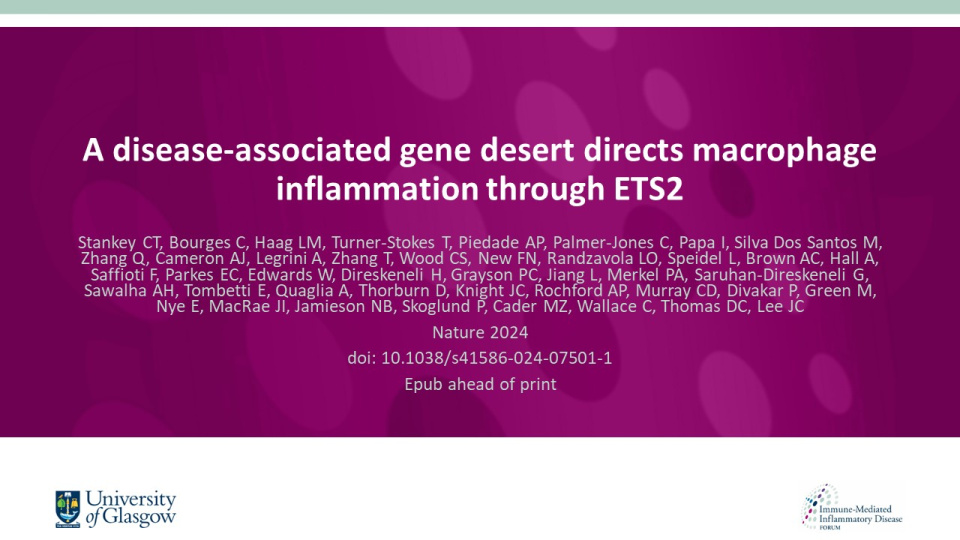 Publication thumbnail: A disease-associated gene desert directs macrophage inflammation through ETS2