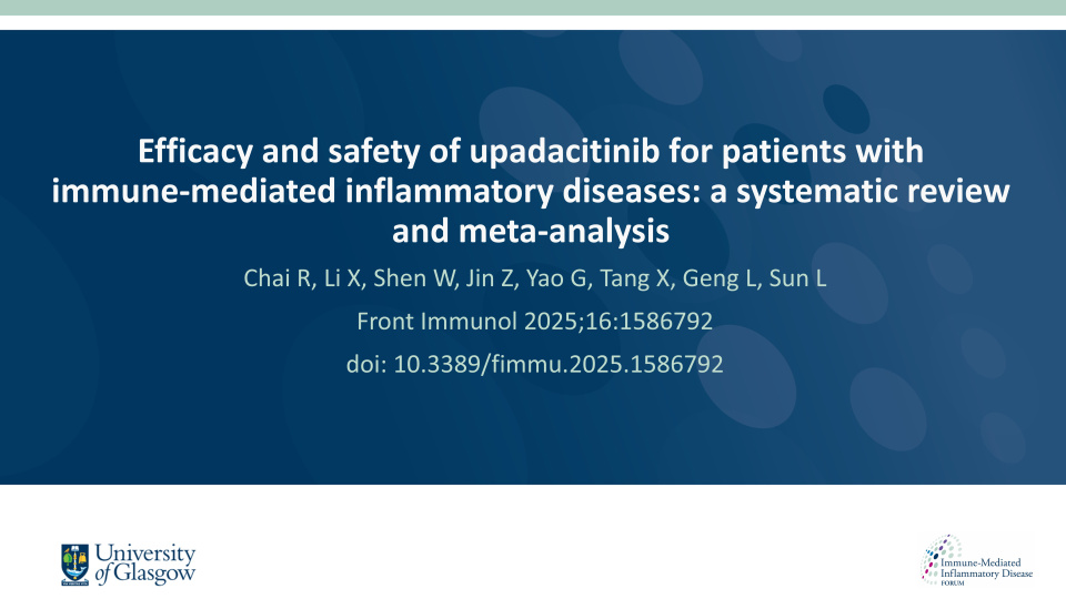 Publication thumbnail: Efficacy and safety of upadacitinib for patients with immune-mediated inflammatory diseases: a systematic review and meta-analysis