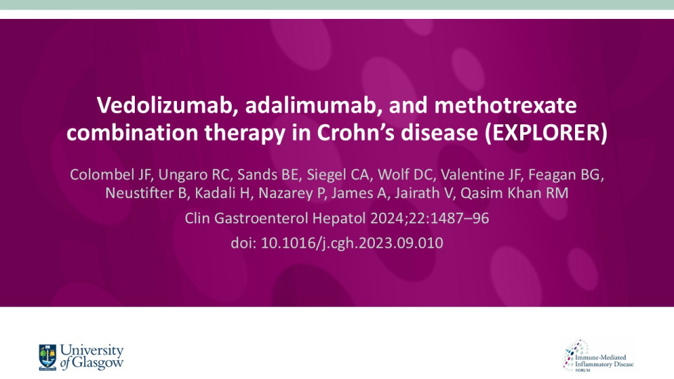 Publication thumbnail: Vedolizumab, Adalimumab, and Methotrexate Combination Therapy in Crohn's Disease (EXPLORER)