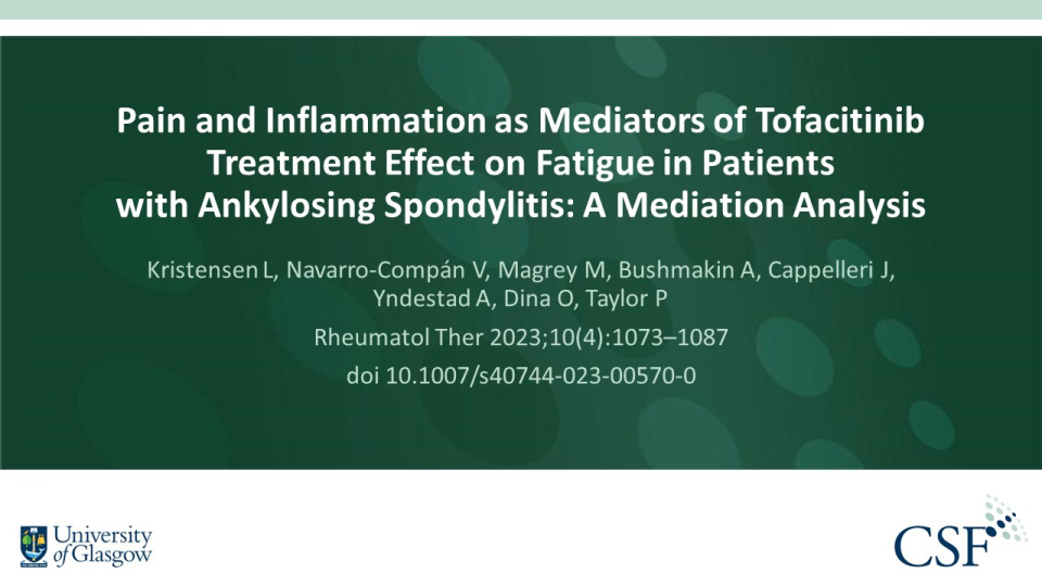 Publication thumbnail: Pain and Inflammation as Mediators of Tofacitinib Treatment Effect on Fatigue in Patients with Ankylosing Spondylitis: A Mediation Analysis