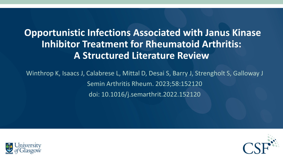 Publication thumbnail: Opportunistic Infections Associated with Janus Kinase Inhibitor Treatment for Rheumatoid Arthritis:  A Structured Literature Review