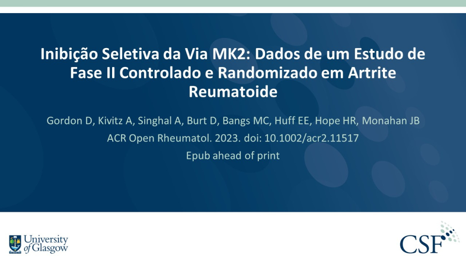 Publication thumbnail: Inibição Seletiva da Via MK2: Dados de um Estudo de Fase II Controlado e Randomizado em Artrite Reumatoide